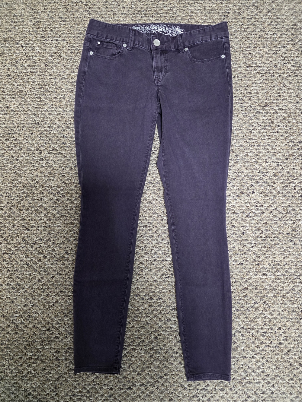 💜🦋 Express Purple Skinny Jeans Low Rise Jean Legging Y2K Mall Girl Size 6 Reg - Picture 3 of 10